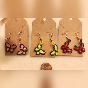 Small beaded butterfly earrings
